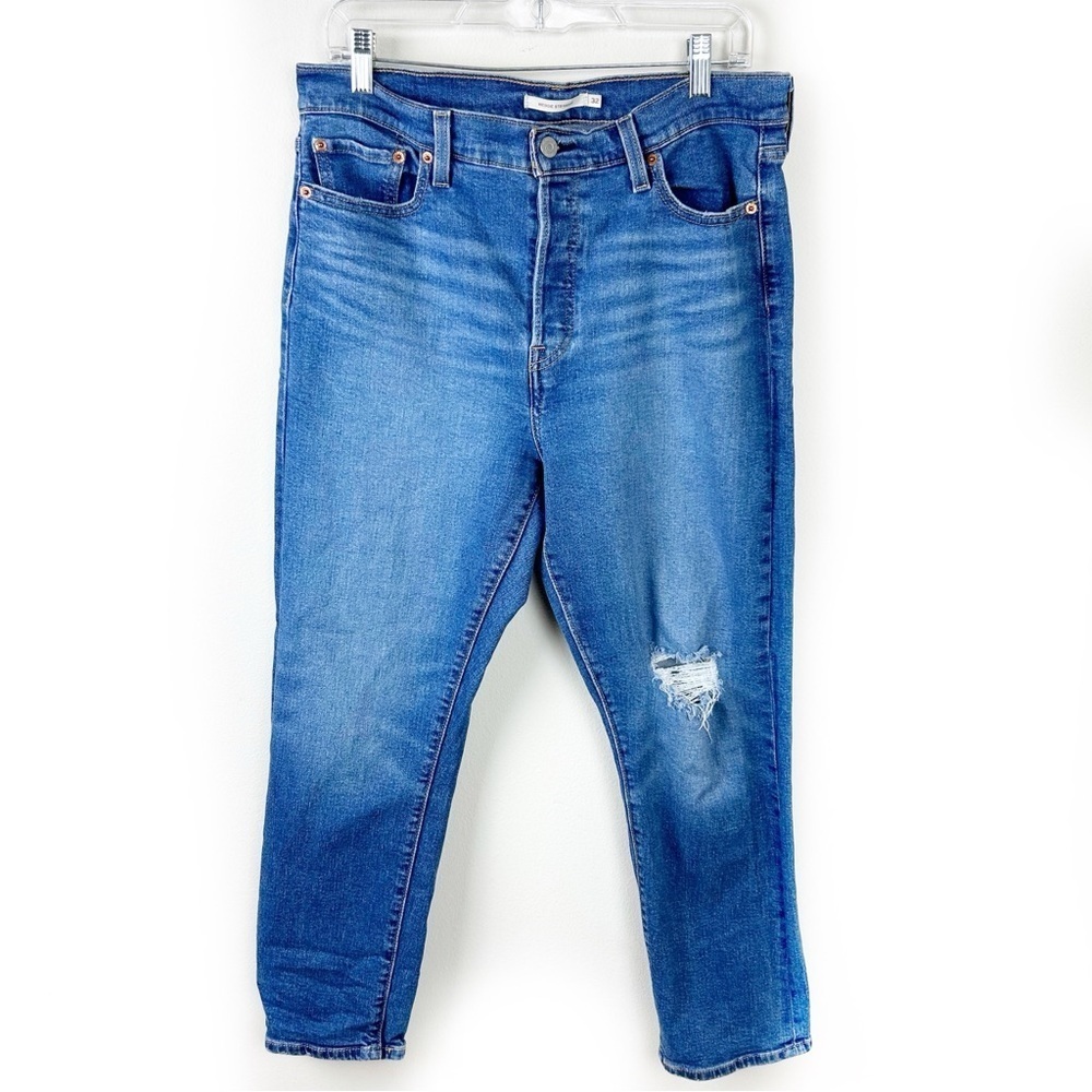 Levi's Women's Straight Leg Jeans - Medium Blue Distress